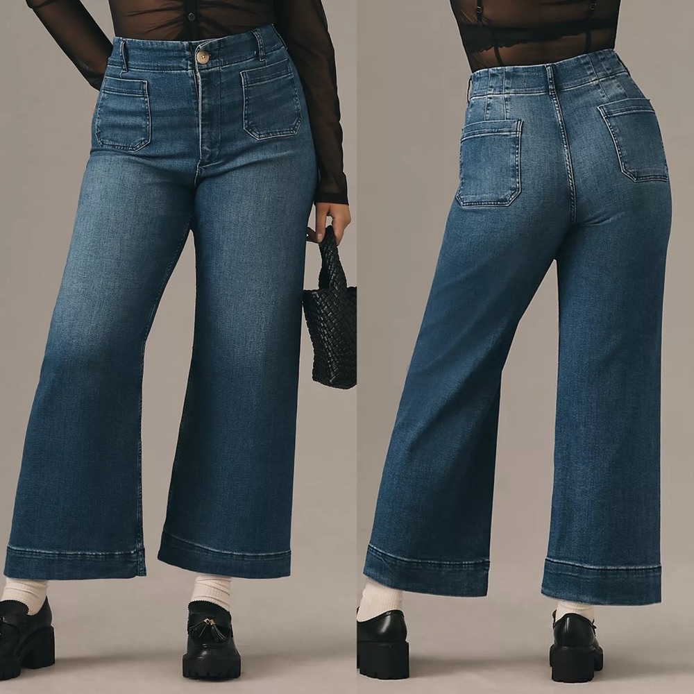 Anthropologie Maeve The Colette Crop High Rise Wide Leg Jeans